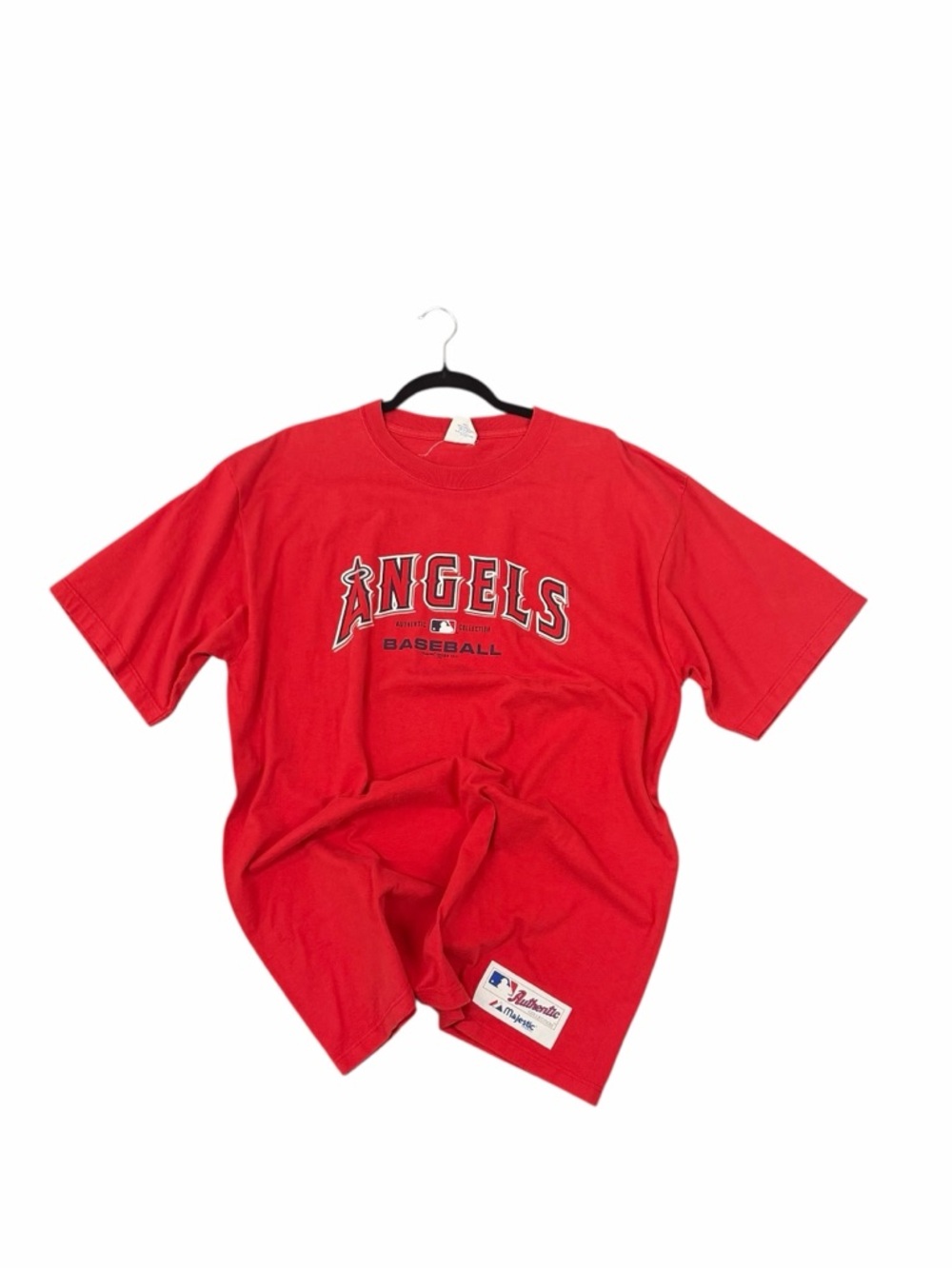 Vintage LA Angels Majestic Tee Red MLB Baseball Graphic Size L